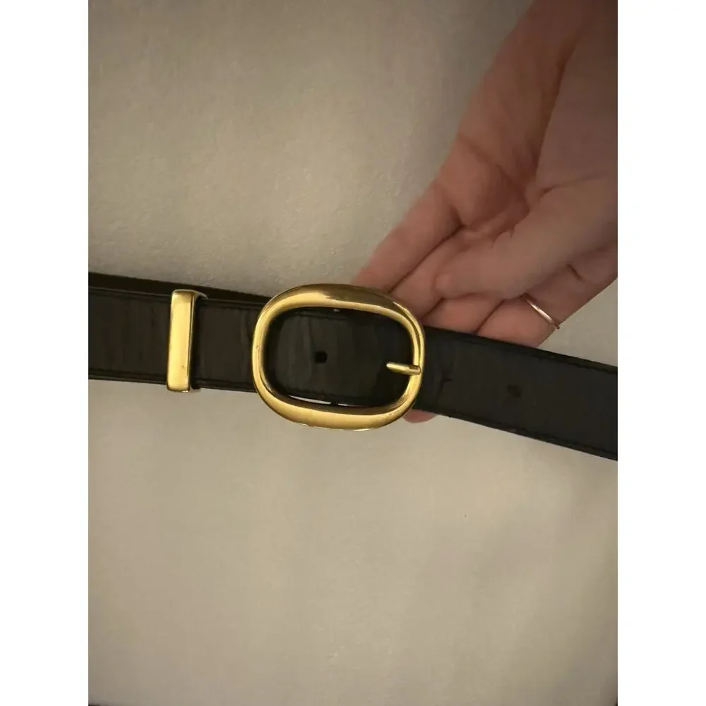 Aritzia Lifetime Brass Lifetime Leather Belt Dark Black Gold L